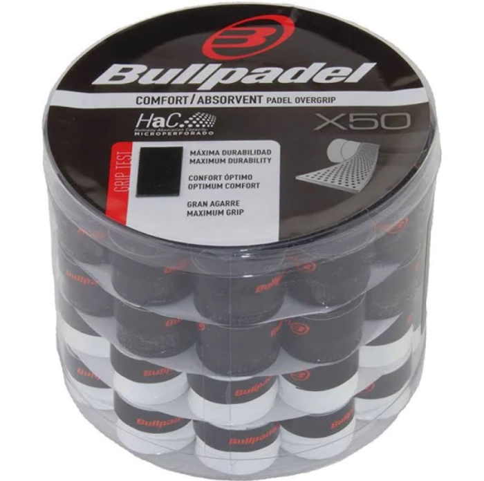 Bullpadel - Overgrips. Black and White Box of 50