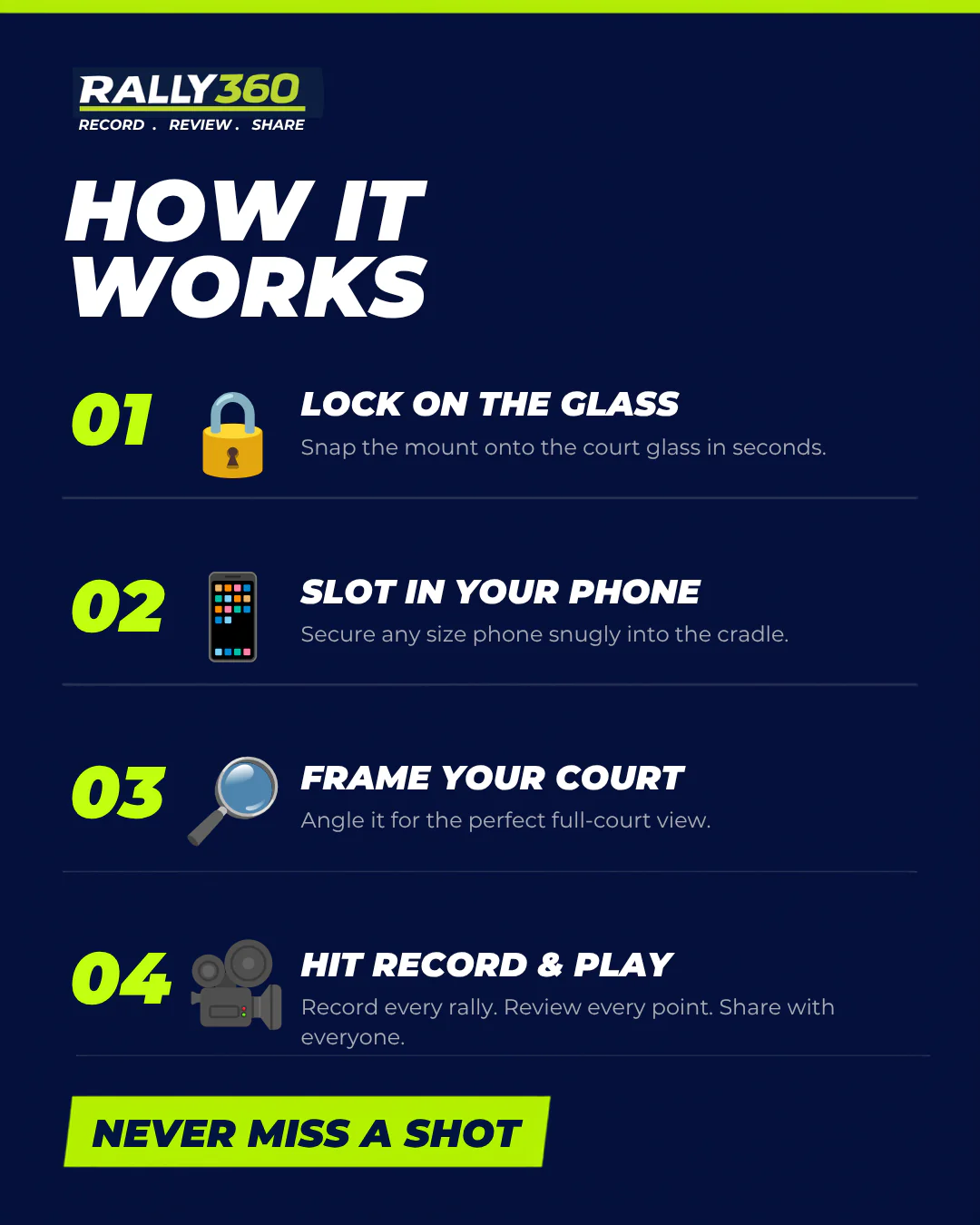 Rally360 padel court phone mount lifestyle shot