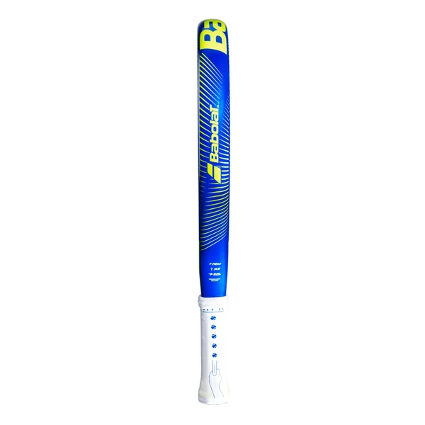 Babolat Alio TH Mini Junior padel racket – side profile showing blue frame with yellow Babolat logo and white grip