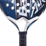 Babolat Air Viper padel racket – close-up of throat and white V-frame junction with Babolat grip