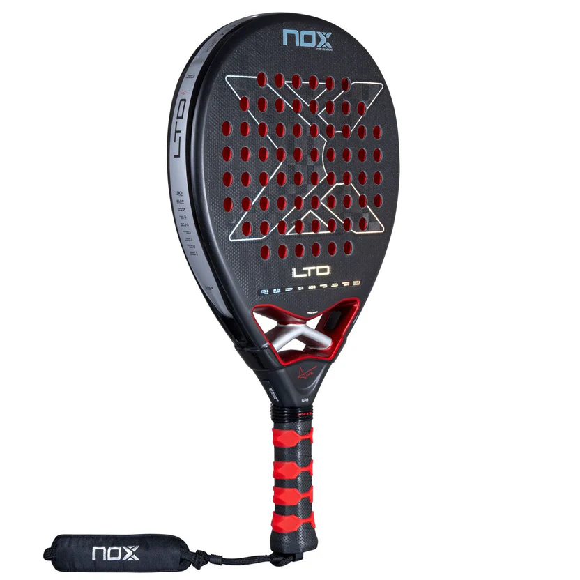 NOX LTD Limited Edition padel racket face – red and black carbon fibre design