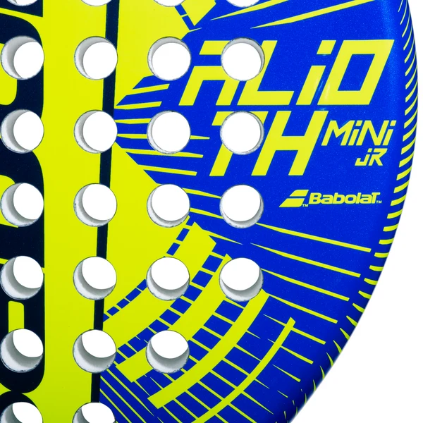 Babolat Alio TH Mini Junior padel racket – close-up of face showing Alio TH Mini JR branding and hole pattern
