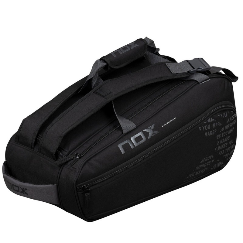 NOX Street padel bag - end panel close-up with motivational text